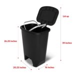 Glad XL Trash Can, Plastic Step-on Kitchen Trash Can, with Clorox Odor Defense, Black-2