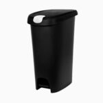 Hefty 12 Gallon Trash Can, Plastic Slim Lockable StepOn Kitchen Trash Can, Black-1