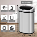 NiamVelo Kitchen Trash Can - 13 Gallon Stainless Steel, Touch-Free & Motion Sensor, Anti-Fingerprint Design-2