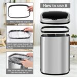 NiamVelo Kitchen Trash Can - 13 Gallon Stainless Steel, Touch-Free & Motion Sensor, Anti-Fingerprint Design-3