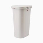 Rubbermaid 13 gal Spring Top Plastic Kitchen Trash Can With Liner Lock, White-1
