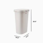 Rubbermaid 13 gal Spring Top Plastic Kitchen Trash Can With Liner Lock, White-2