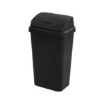 Sterilite 13 Gallon Trash Can, Plastic Swing Top Kitchen Trash Can, Black-1