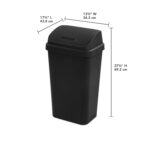 Sterilite 13 Gallon Trash Can, Plastic Swing Top Kitchen Trash Can, Black-2